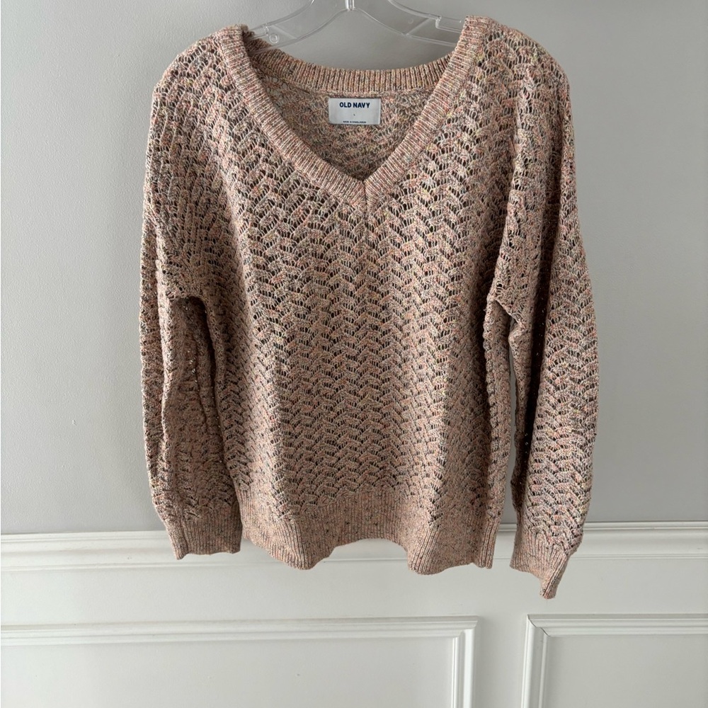 Old Navy V-Neck Multi- Colored Sweater- Size Large